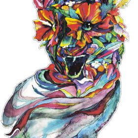 Flower Cat Monster Art vinyl sticker