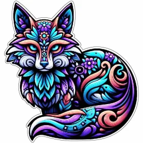 Fantasy Fox Celestial Dream Symbol Enchanted Mandala Spirit Floral Aura Mystical Creature Magical Zen Art Spiritual Animal Tattoo Design vinyl sticker