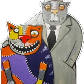 Frankencat And His Doctor Creator Portrait Cat And Frankenstein Fusion Vasya Lozhkin Master Piece Vinyl Sticker