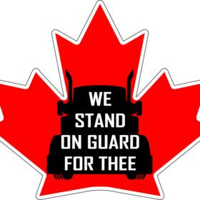 Freedom Convoy We Stand On Guard For Thee Canada Support Truckers vinyl sticker