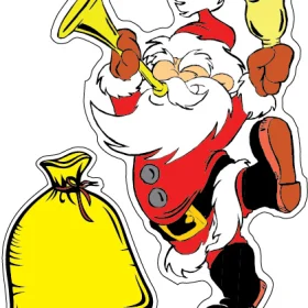 Santa Horn and Bell Christmas Holiday Event Printed Vinyl Sticker