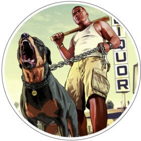 GTA 5 V Rottweiler Chop Round Vinyl Sticker