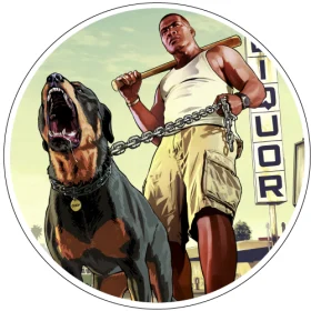 GTA 5 V Rottweiler Chop Round Vinyl Sticker
