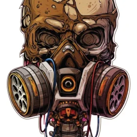 Gas Mask Futuristic Human with Hypnotic Eyes Technological Rebellion Mascara De Gas vinyl sticker