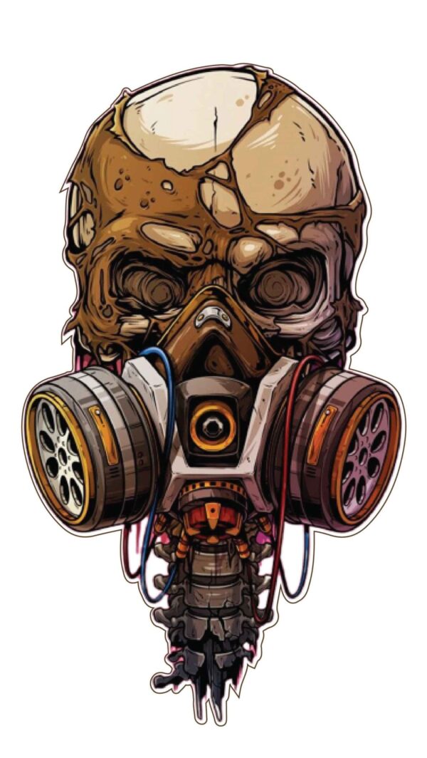 Gas Mask Futuristic Human with Hypnotic Eyes Technological Rebellion Mascara De Gas vinyl sticker