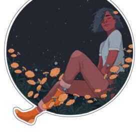 Girl In A Flower Field Tumblr vinyl sticker