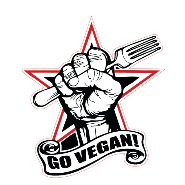 Go Vegan Fork Fist vinyl sticker