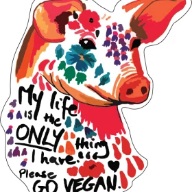 Go Vegan Pig Art My Life Is The Only Thing I Have Design Vinyl Sticker