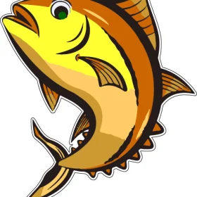 Golden Tuna Fishing Delicious Seafood Sport Catch Oceanic Beauty Clip Art Vinyl Sticker