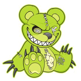 Green Teddy Bear Toy Horrifically Cute Zombie Doll