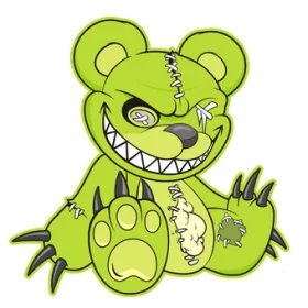 Green Teddy Bear Toy Horrifically Cute Zombie Doll
