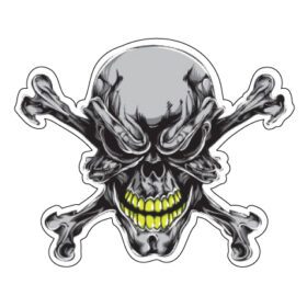 Grinning Alien Skull Screaming Extreme Anger Vinyl sticker