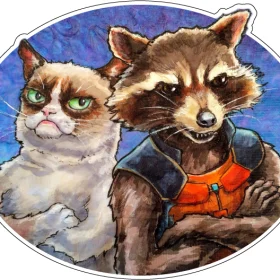 Grumpy Cat And Rocket Raccoon Vinyl sticker