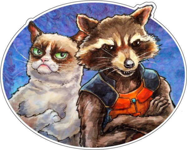 Grumpy Cat And Rocket Raccoon Vinyl sticker