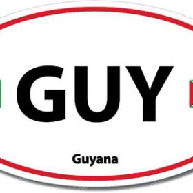 Guyana GUY Euro Color Oval Red Vinyl sticker