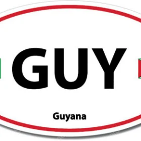 Guyana GUY Euro Color Oval Red Vinyl sticker