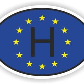 H HUNGARY CODE OVAL EUROPEAN UNION FLAG STICKER.JPG