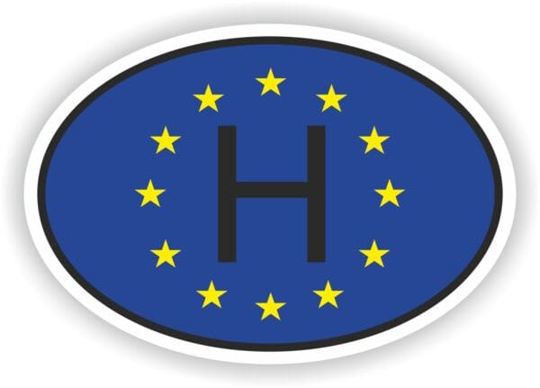 H HUNGARY CODE OVAL EUROPEAN UNION FLAG STICKER.JPG