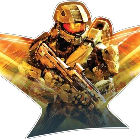 Halo Warrior Armor Art Halo Man Weapon X Box Game Vinyl Sticker
