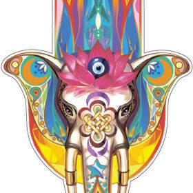 Hamsa Amulet White Elephant Vinyl sticker