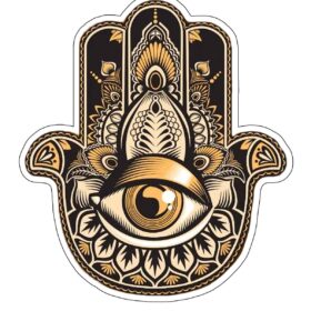 Hamsa Hand Of Fatima Evil Eye Protection Spiritual Symbolic Mystical Charm Art Vinyl Sticker