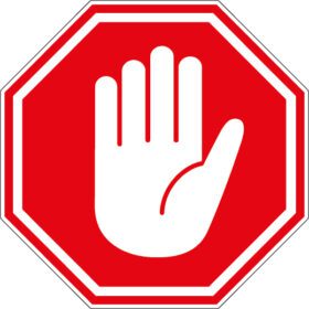 STOP Traffic Sign / White Hand Palm On Red Eight-Sided Symbol vinyl sticker