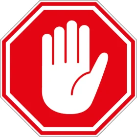 STOP Traffic Sign / White Hand Palm On Red Eight-Sided Symbol vinyl sticker