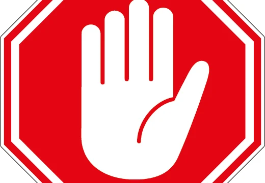 STOP Traffic Sign / White Hand Palm On Red Eight-Sided Symbol vinyl sticker
