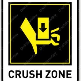 Hand Crush Zone Warning Caution Rectangle Black Sign Sticker