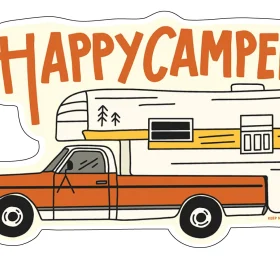 Happy Camper Orange Vinyl sticker