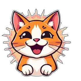 Happy Cute Cat Smiling Pretty Face Art Shining Aura vinyl sticker