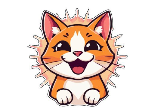 Happy Cute Cat Smiling Pretty Face Art Shining Aura vinyl sticker