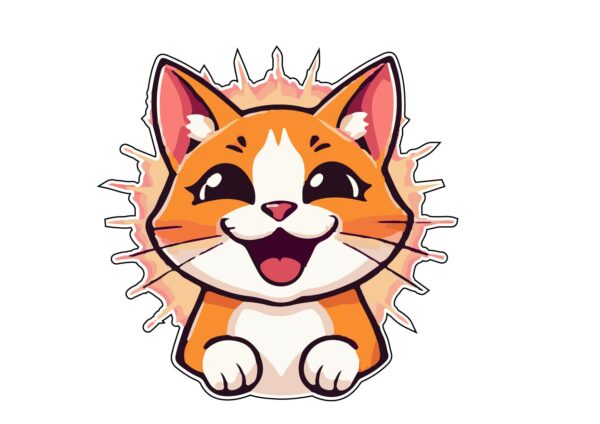 Happy Cute Cat Smiling Pretty Face Art Shining Aura vinyl sticker