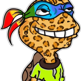 Happy Funny Cute Turtle Superhero In Rainbow Face Mask Vinyl Sticker