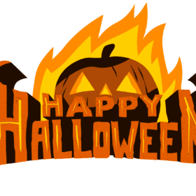 Happy Halloween Scary Evil Pumpkin Burning In Hell Fire viny sticker