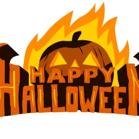 Happy Halloween Scary Evil Pumpkin Burning In Hell Fire viny sticker