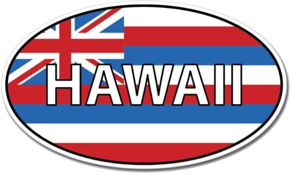 Hawaii State Oval Flag Wall Window Car Vinyl Sticker Decal