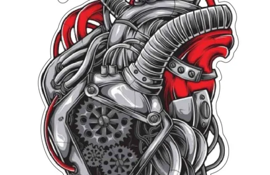Heart of Steel Mechanical Souls of the Cyborg Age vinyl sticker