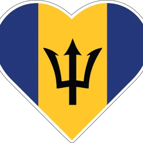 Barbados Love Heart Design Yellow Blue Flag Trident Emblem Looks Like Ukraine Symbol Vinyl Sticker