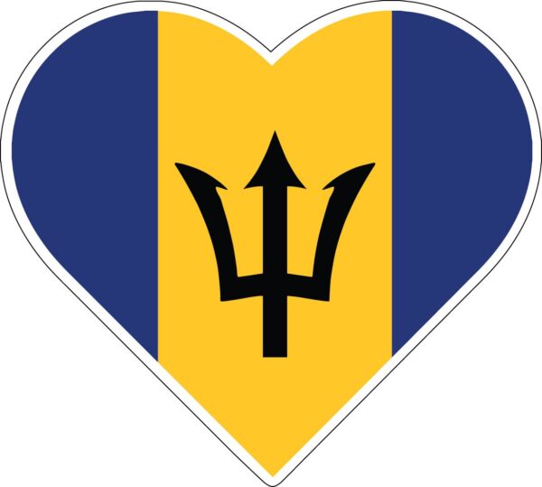 Barbados Love Heart Design Yellow Blue Flag Trident Emblem Looks Like Ukraine Symbol Vinyl Sticker