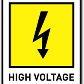 High Voltage Warning Caution Rectangle Yellow Sign Vinyl Sticker