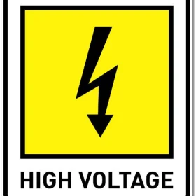 High Voltage Warning Caution Rectangle Yellow Sign Vinyl Sticker
