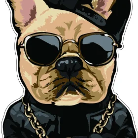 Cool Pug Dog Thug Life Hip Hop Street Fashion Wearing Trendy Glasses Black Cap And Golden Chain Cartoon Animal Vinyl Sticker