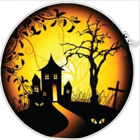 Haunted House Spook Ghost Residence Halloween Decoration vinyl sticker / printed vinyl decal