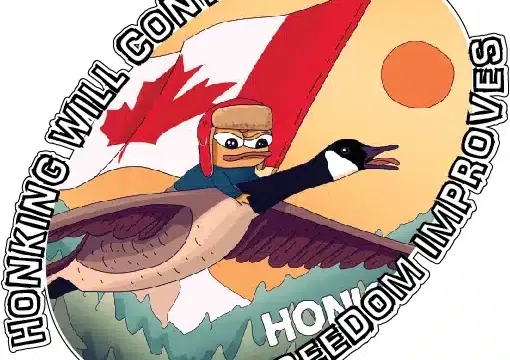 Honking Will Continue Until Freedom Improves Canada Flag Canadian Goose Cavalry Mandate Freedom Convoy Funny Image Political Quote Civil Liberty Art Advocacy Statement Protest Slogan vinyl sticker