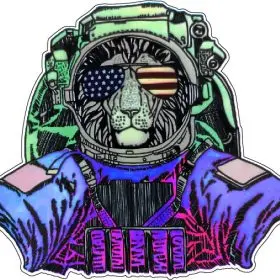 Wild Lion Astronaut I Need More Space Funny Cosmic Animal Meme USA Flag Sunglasses Sci-Fi Galaxy Humor vinyl sticker