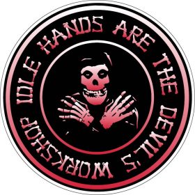 Idle Hands Are the Devil’s Workshop Dark Gothic Skull Art Halloween Horror Aesthetic Satanic Grunge Misfits Style vinyl sticker