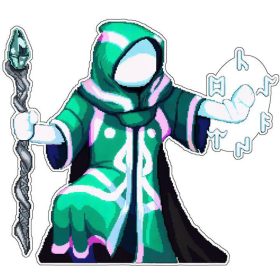 Idleon Elemental Sorcerer Master of Four Forces Fire Water Air Earth Ancient Arcane Wizard Black Magic Mystic Game Art vinyl sticker