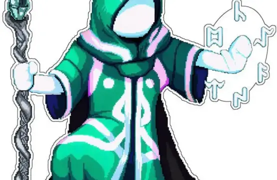 Idleon Elemental Sorcerer Master of Four Forces Fire Water Air Earth Ancient Arcane Wizard Black Magic Mystic Game Art vinyl sticker