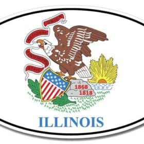 Illinois State Oval Flag Wall Window Car Vinyl Sticker Decal